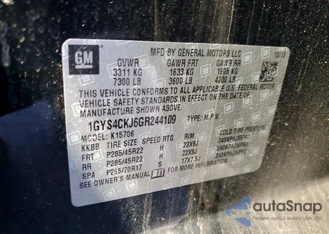 2016 Cadillac Escalade Premium z USA, uszkodzony, nr VIN 1GYS4CKJ6GR244109